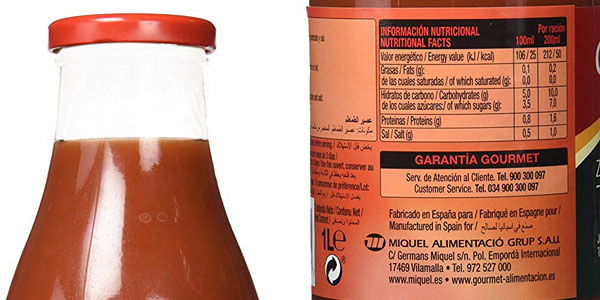 Pack x6 Zumo de tomate Gourmet botella 1 L chollo en Amazon