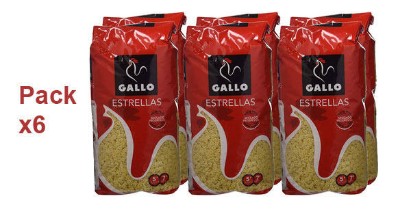 Pack x6 paquetes Pastas Gallo Estrellas de 500 gr/ud barato en Amazon