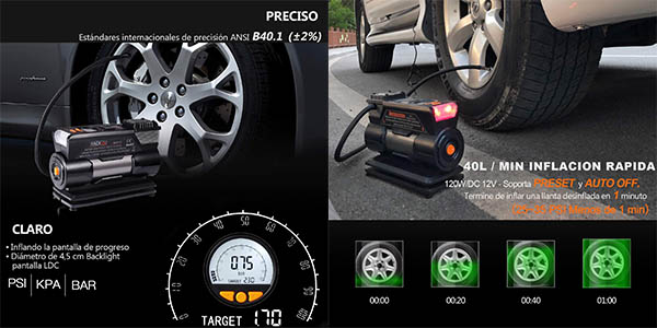 compresor de aire Tacklife ACP1C para ruedas de coche con relación calidad-precio estupenda