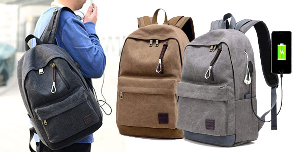 Mochila para portátil con puerto de carga USB barata en Amazon