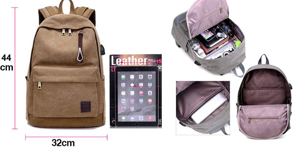 Mochila para portátil con puerto de carga USB chollo en Amazon