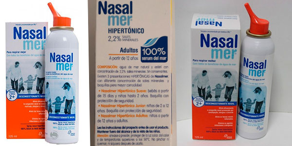 Spray nasal descongestionante Nasalmer para adultos de 125 ml barato
