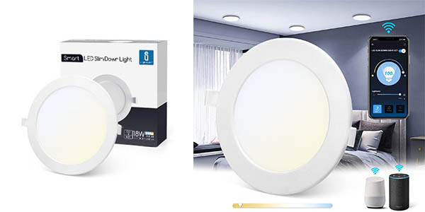 Downlight LED redondo Aigostar slim de 6 W con WiFi