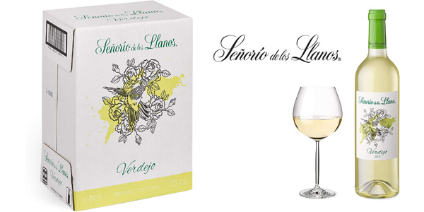 Pack x6 botellas vino blanco Señorío de los Llanos Verdejo de 750 ml chollo en Amazon