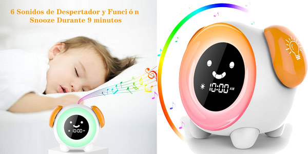 ▷ Chollo Flash despertador infantil Aulek con luz LED de 7 colores y alarma  dual por sólo 21,59€ (20% de descuento)