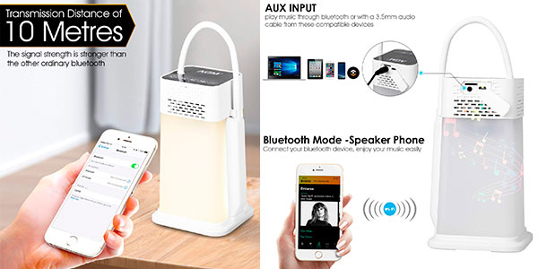 Chollo Lámpara LED de escritorio AGM con altavoz Bluetooth, reproductor MP3 y manos libres