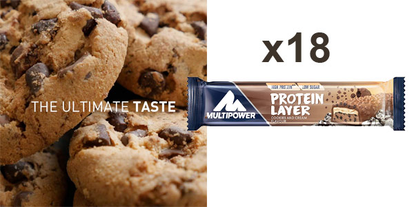 Pack x18 barritas energéticas Multipower Protein Layer sabor Cookies & Cream barato en Amazon