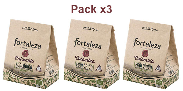 Pack x3 Café Fortaleza Café Grano Ecológico Colombia bolsa 250 gr barato en Amazon