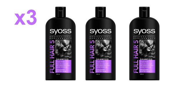 Pack x3 ChampÃº Syoss Full Hair 5 Density & Volume de 500 ml barato en Amazon