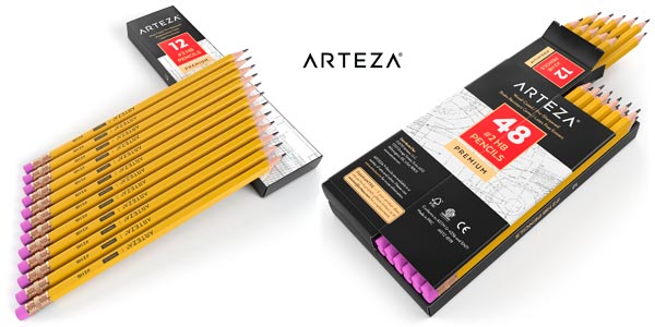 Pack 48 lápices Arteza con goma de borrar a buen precio en Amazon
