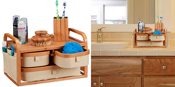 Chollo Cómoda de baño rústica Relaxdays de bambú 