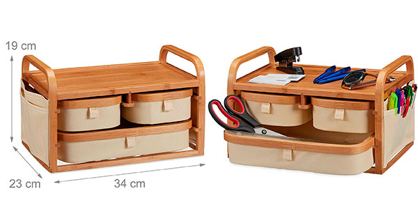 Cómoda de baño rústica Relaxdays de bambú barata
