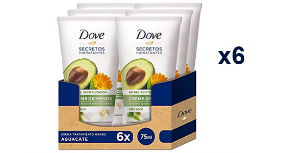 Pack x6 Crema de Manos Dove con Aceite de Aguacate y Extracto de Caléndula de 75 ml/ud barato en Amazon
