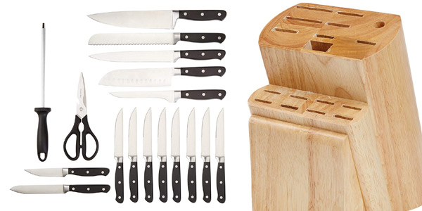 Juego de 18 piezas de Cuchillos de cocina con soporte AmazonBasics Premium chollo en Amazon