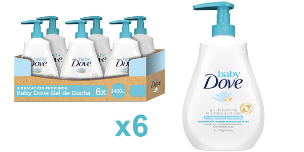 Pack x6 Gel de Baño Dove Baby Hidratación Profunda de la Cabeza a los Pies de 400 ml/ud barato en Amazon
