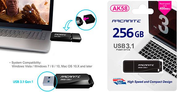 Memoria USB 3.1 Arcanite de 256 GB barata