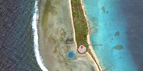isla Runit con restos pruebas nucleares vista desde Google Earth