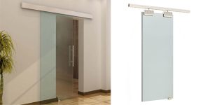 Puerta corredera Homcom de vídrio sin obra de 205 x 90cm barata en Amazon