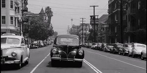 viaje en coche vintage por Los Ángeles vídeo antiguo de las décadas 1940-60