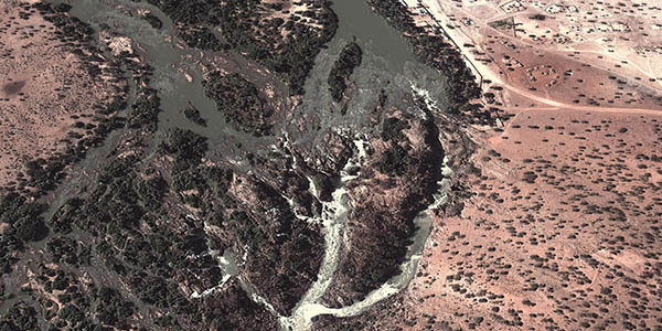 cataratas Epupa vistas desde Google Earth