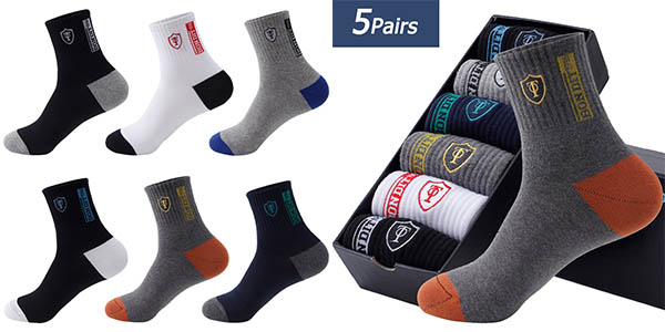 Pack 5 pares de calcetines deportivos para hombre