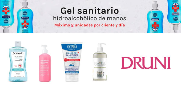 Geles hidro alcohólicos en oferta en Druni