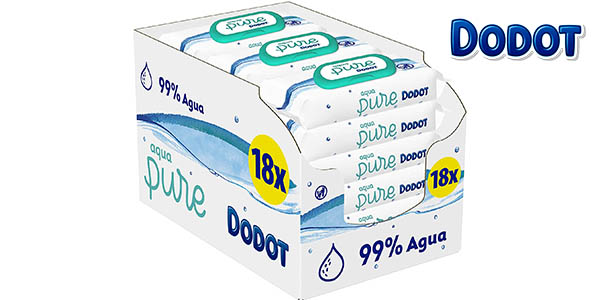 Pack x18 paquetes Toallitas Dodot Aqua Pure para bebé