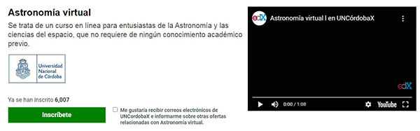 curso de astronomía virtual gratis de la Universidad de Córdoba