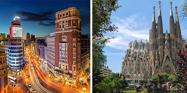 Madrid y Barcelona hoteles con valoraciones altas baratos