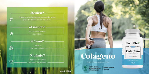 Navit Plus Colágeno hidrolizado con Acido Hialurónico | Vitamina C y Zinc 100 Cápsulas chollo en Amazon