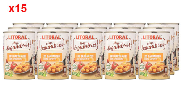 Pack 15x botes Litoral Hoy Legumbres Garbanzos con su sofrito de 440g barato en Amazon