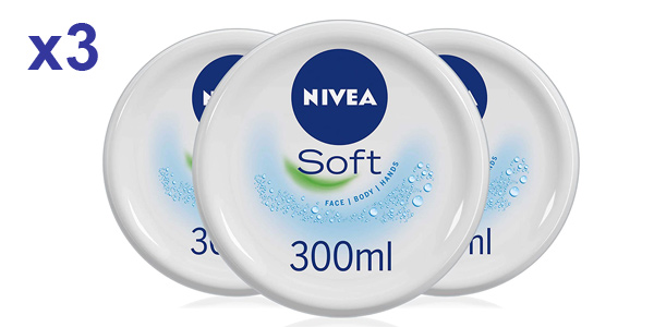 Pack 3x botes de Nivea soft crema hidratante revitalizante de 300 ml barato en Amazon