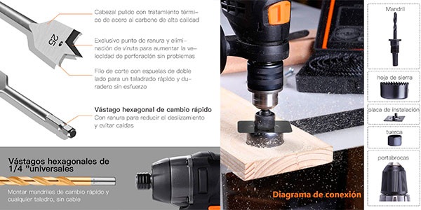 Juego de brocas Tacklife DDB02 profesional de 110 piezas en oferta