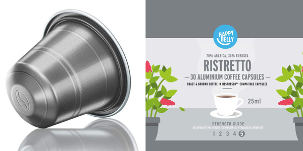 Pack x120 Cápsulas Café Marca Amazon Happy Belly Ristretto chollo en Amazon