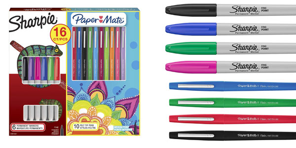 Pack de 16 rotuladores Sharpie permamentes Paper Mate punta fina baratos en Amazon