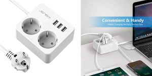 Jsver enchufe cargador alargador con 3 puertos USB chollo