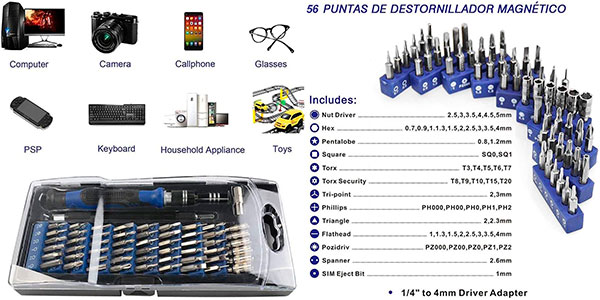 Set de destornilladores KYG profesional de 56 puntas barato