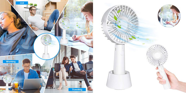 Mini Ventilador de Mano portátil E-More con recarga USB con cupón descuento barato en Amazon