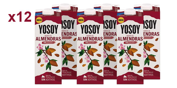 Pack x12 Yosoy Almendras Sin Azúcar de 1L/ud barato en Amazon