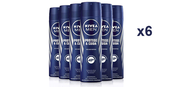 Pack x6 Nivea Men Protege & Cuida Spray desodorante de 200 ml/ud barato en Amazon
