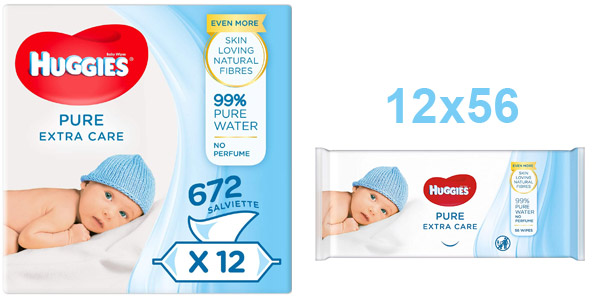 Pack x672 Toallitas para Bebé Huggies Pure Extra Care barato en Amazon