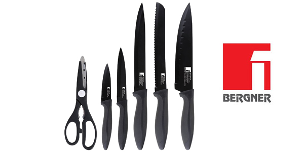 Set 5 cuchillos de cocina + tijeras Bergner Osaka barato en Amazon