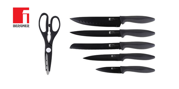 Set 5 cuchillos de cocina + tijeras Bergner Osaka chollo en Amazon