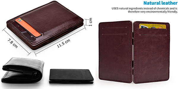 Billetera tarjetera de cuero para hombre en oferta