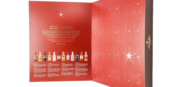 Calendario de Adviento Rojo Anthon Berg con 24 botellas de licor de chocolate chollo en Amazon