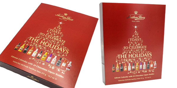 Calendario de Adviento Rojo Anthon Berg con 24 botellas de licor de chocolate barato en Amazon