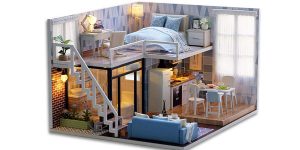 Casa de muñecas Miniatura Cutebee con muebles para montar barata en Amazon