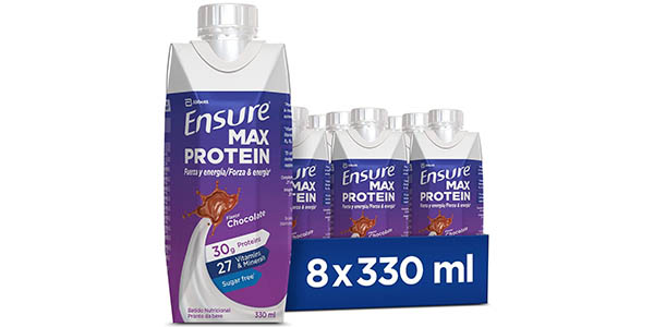 Pack x8 Briks Complemento alimenticio para adultos Ensure Max Protein sabor chocolate de 330 ml