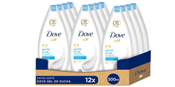 Pack x12 Dove gel de ducha exfoliante de 500 ml barato en Amazon