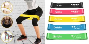 Pack x5 Gritin bandas elásticas de fitness baratas en Amazon